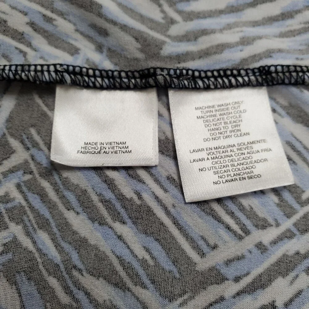 Kasper 3X Blouse Pullover Abstract Swirl Bell Sleeve Stretch Dressy Event Silver - Picture 9 of 13